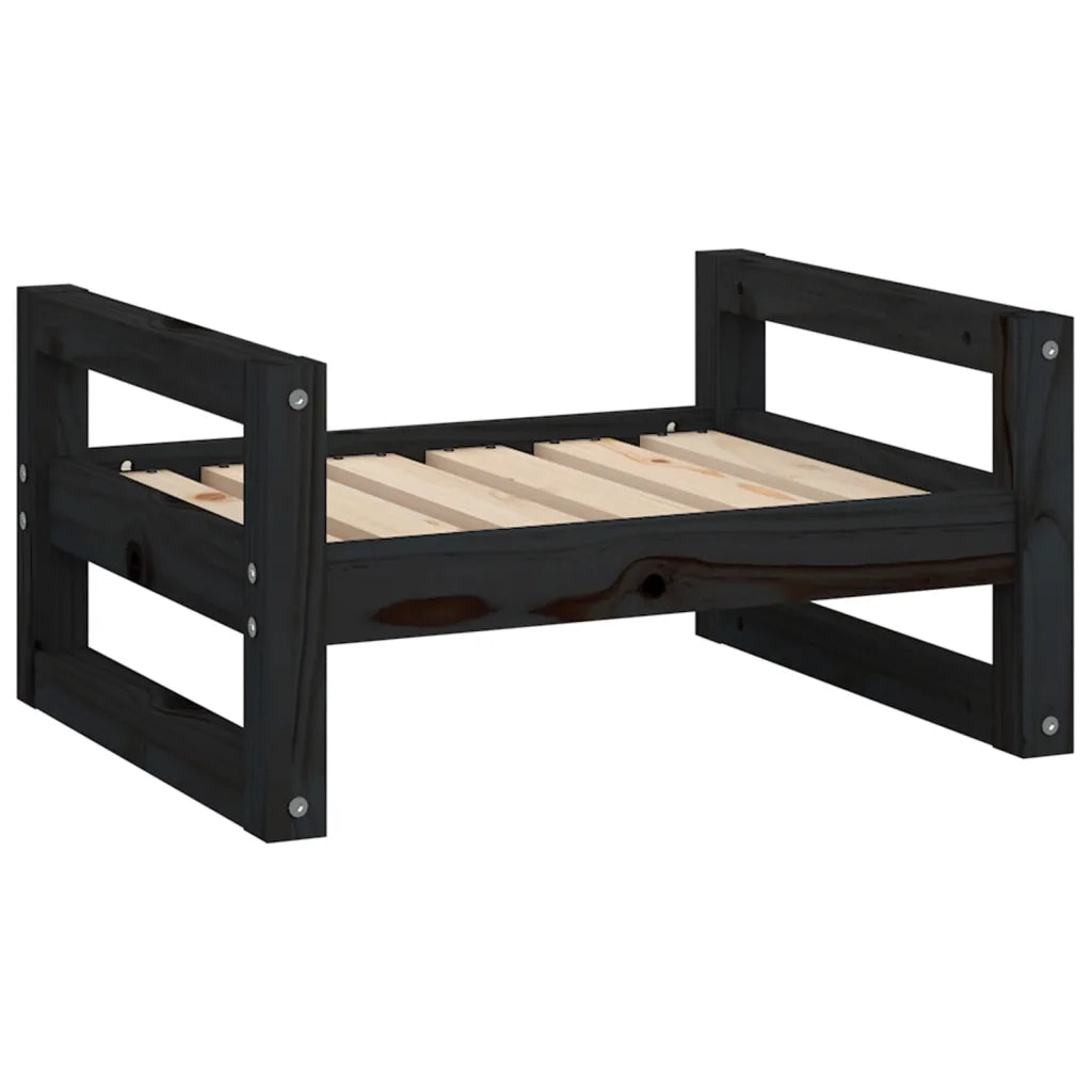 Cuccia per Cani Nera 55,5x45,5x28cm in Legno Massello di Pino 821471