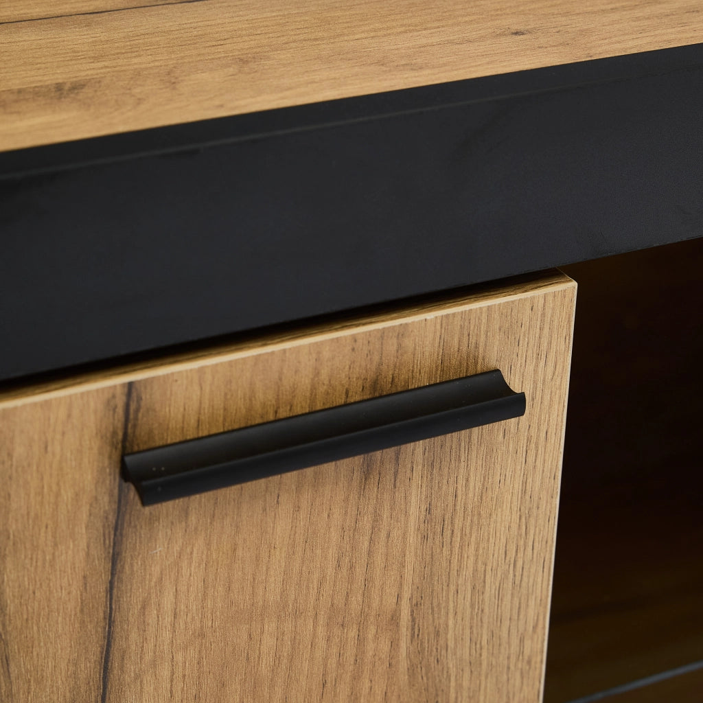 Cassettiera TV nera ed ebano in truciolare lunghezza 160 cm
