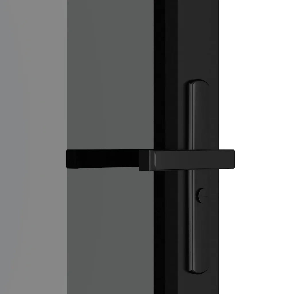 Porta Interna 76x201,5 cm Nera in Vetro ESG e Alluminio cod mxl 65742