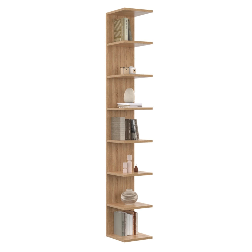 IDMarket - CHIARA scaffale sospeso a doppia posizione con 8 ripiani effetto faggio 190 cm