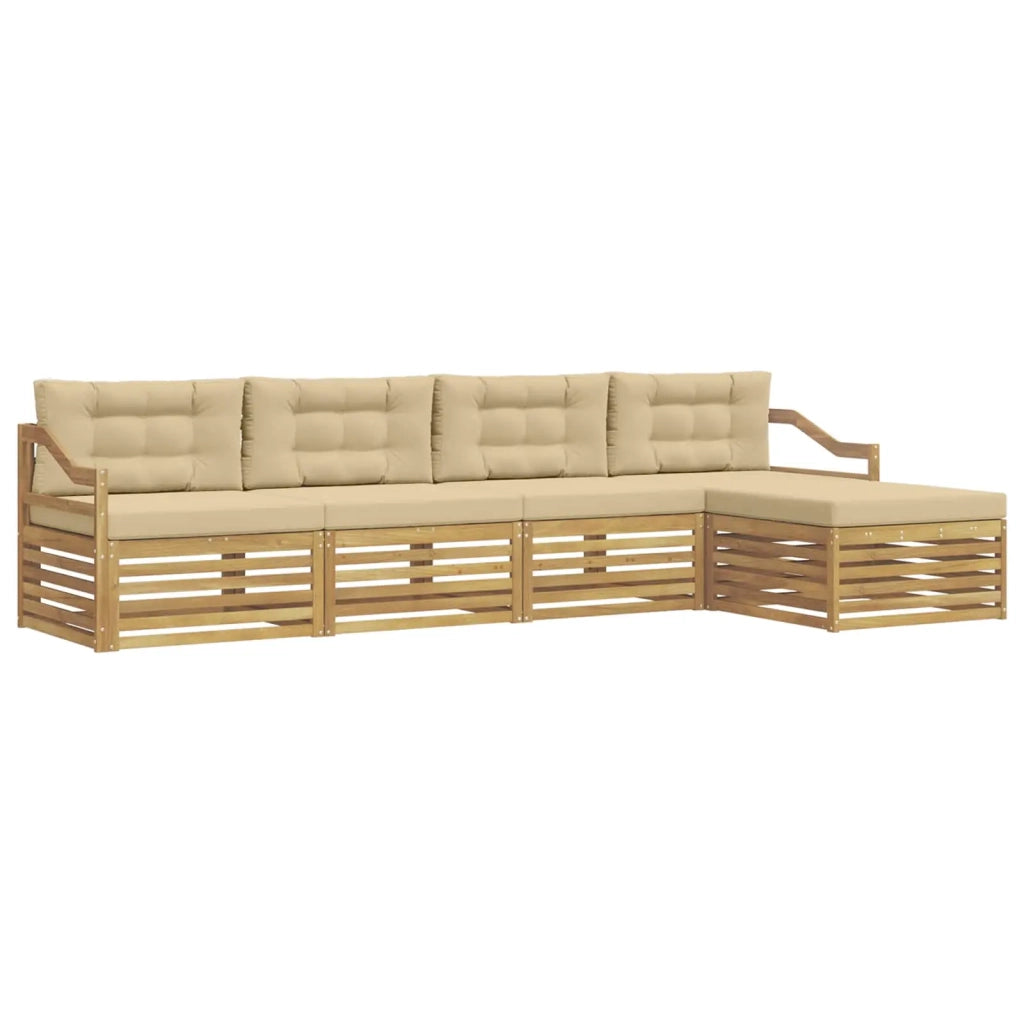 Set di divani da esterno 5 pcs Bianco e Beige Poliestere