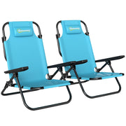 Sedia da pranzo pieghevole con braccioli e schienale regolabile ¨C zephmum ¨C blu chiaro 63x75x80cm