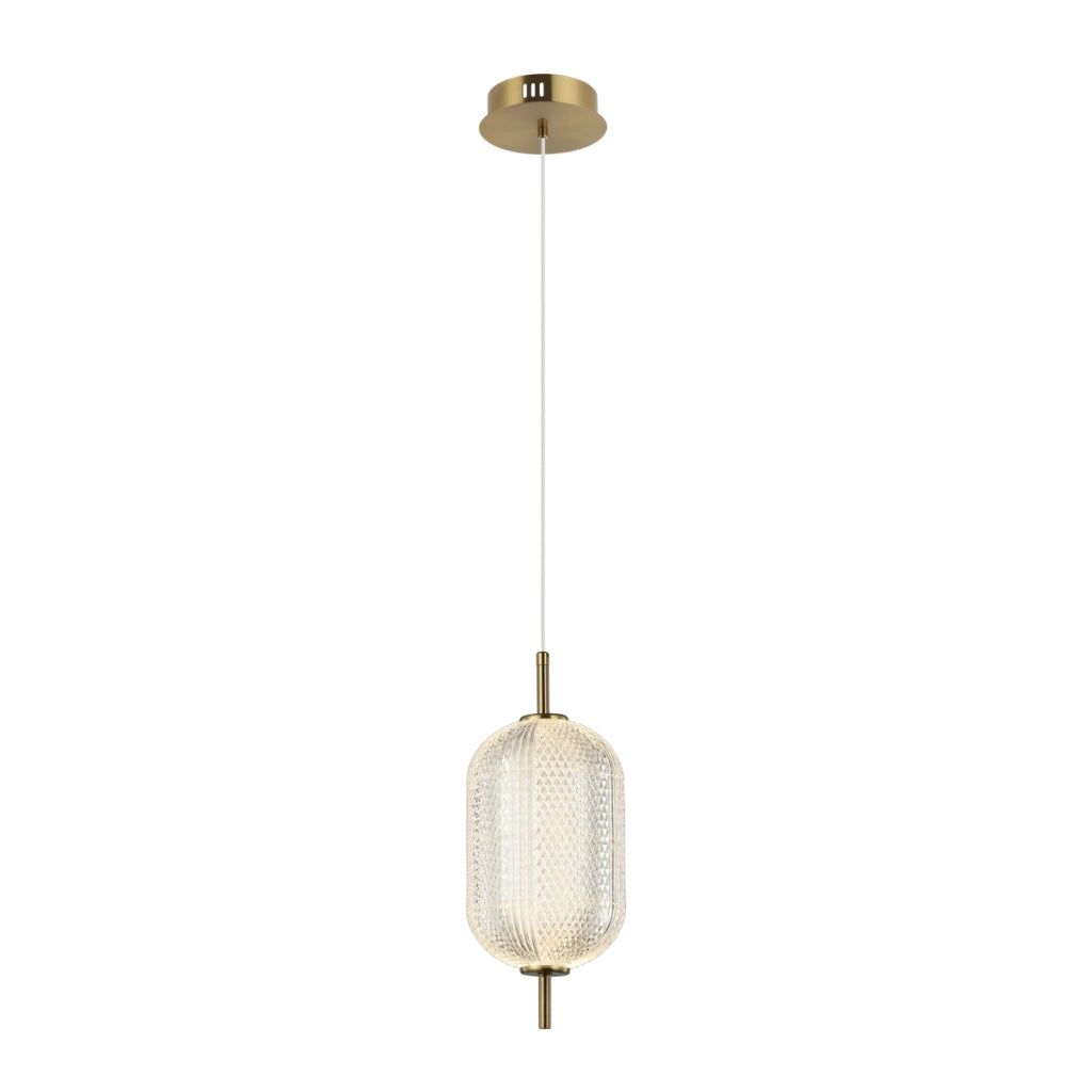 Sospensione Italux Corado oro acrilico ovale LED 10W