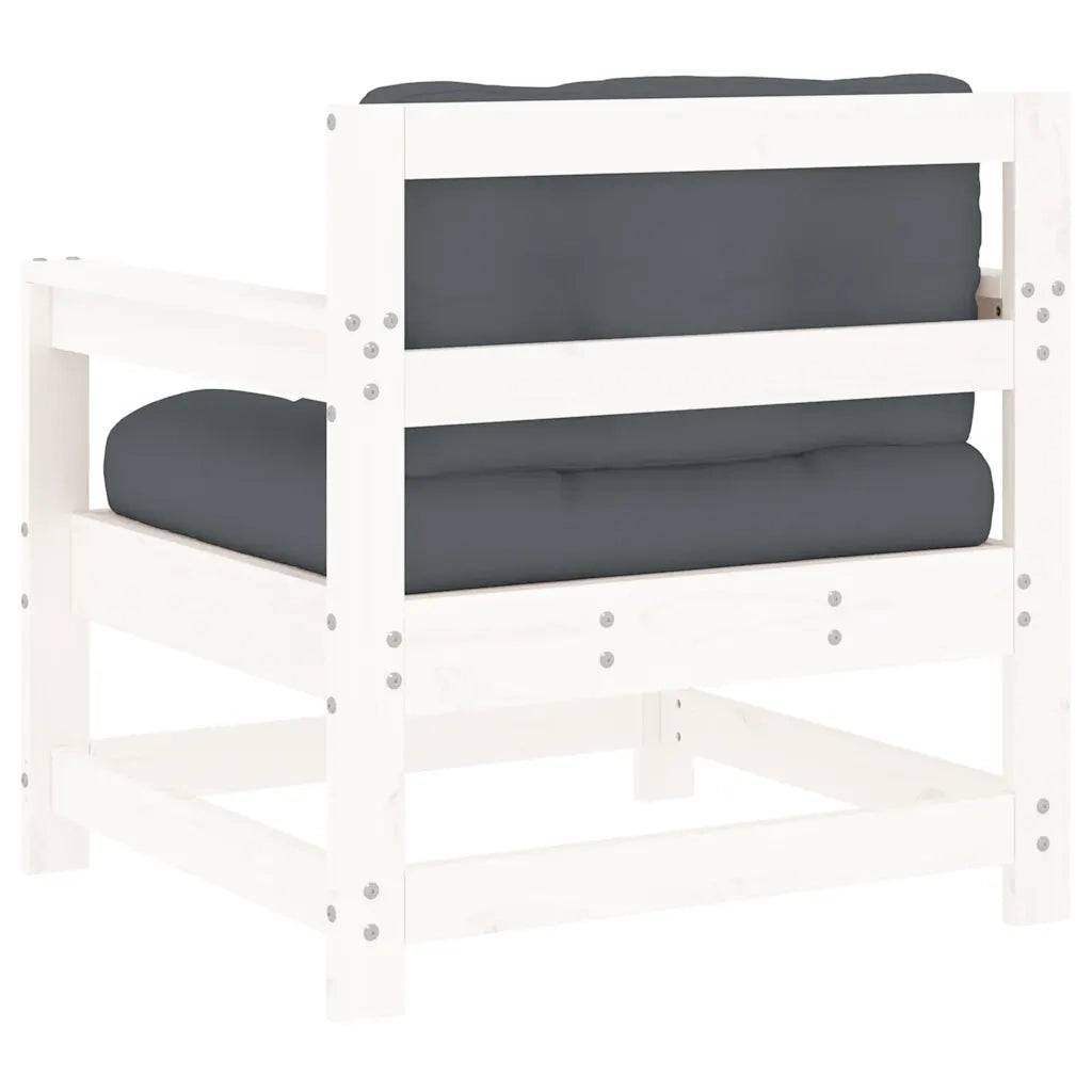 Sedia da patio-Sedie da Giardino con Cuscini 2pz Legno Massello di Pino Bianco 117937