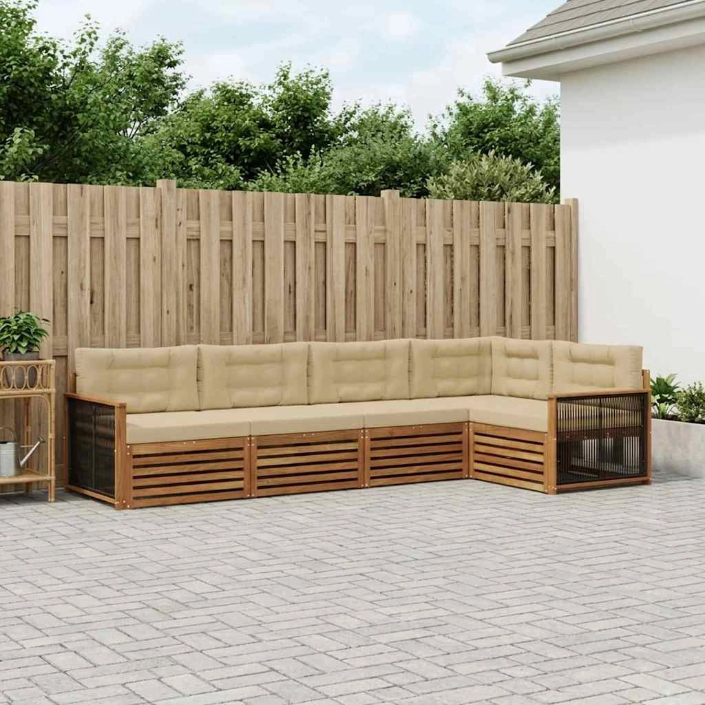 Set di divani da esterno 5 pz Naturale e Beige 3383356