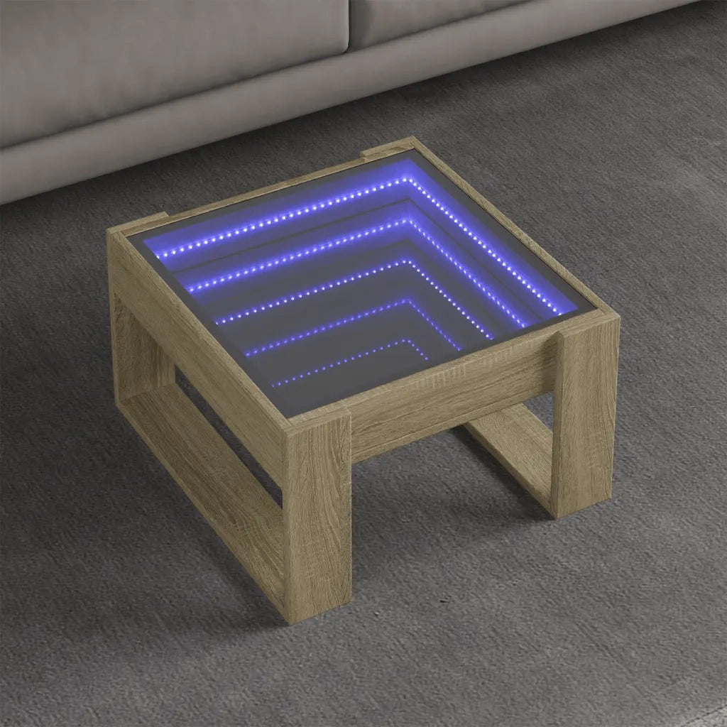 Tavolino da salotto | Tavolino da caff¨¨ | Tavolino da Soggiorno con LED Infinity Rovere Sonoma 50x53x30 cm