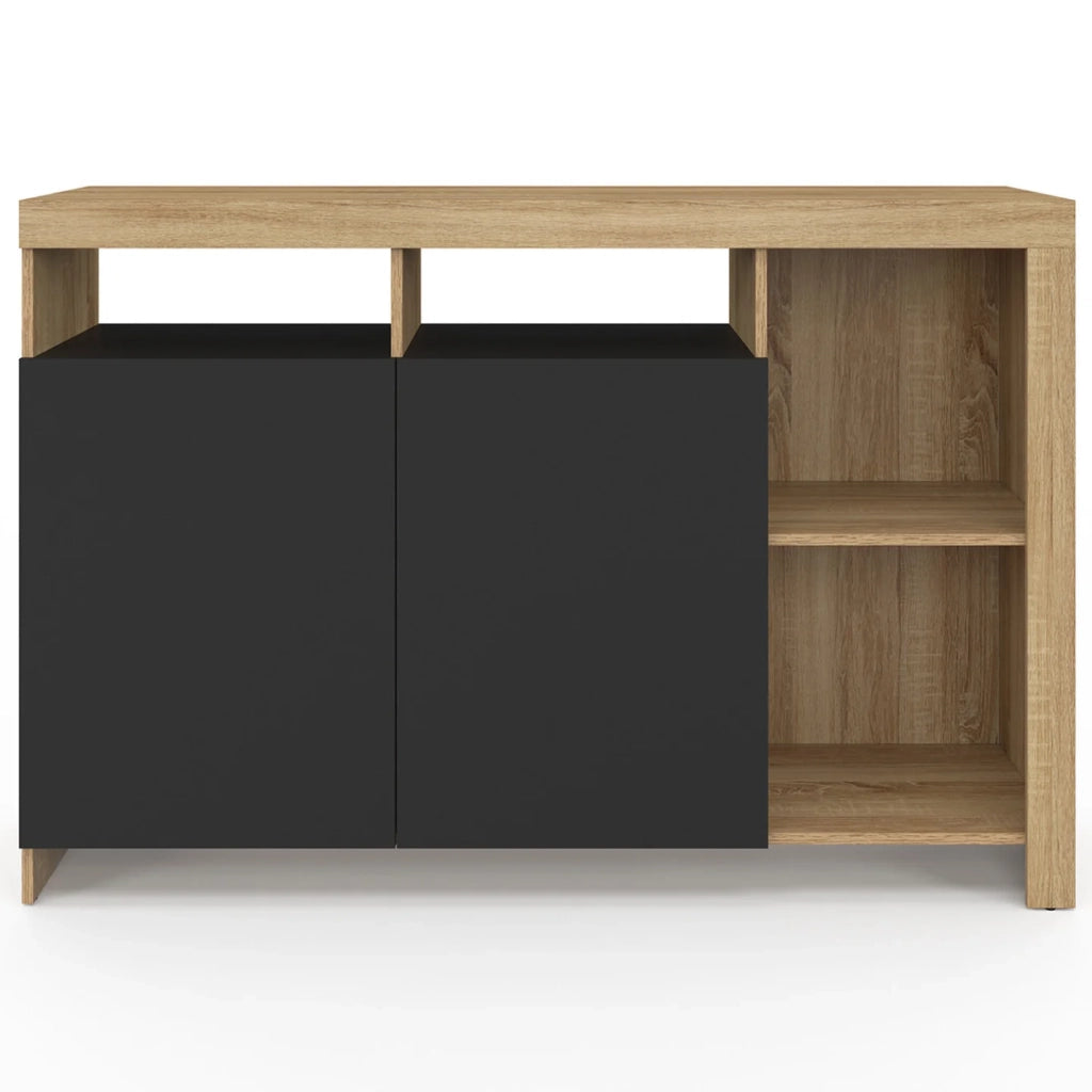 IDMarket - Credenza MALO 110 cm con legno effetto faggio e ante nere