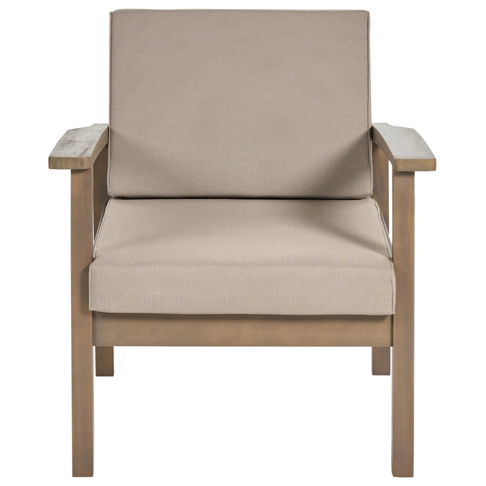 Set Divani Da Giardino Taupe Cuscini In marrone scuro Di Acacia Certificato 4 Posti Con Tavolo Set