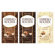 Ferrero rocher original tavolette di cioccolato al latte fondente e bianco da 90 grammi