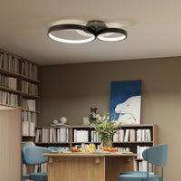 Plafoniera LED Moderna a 3 Anelli 59x8x7,4 cm Potenza 40W in Alluminio e Acrilico Nero