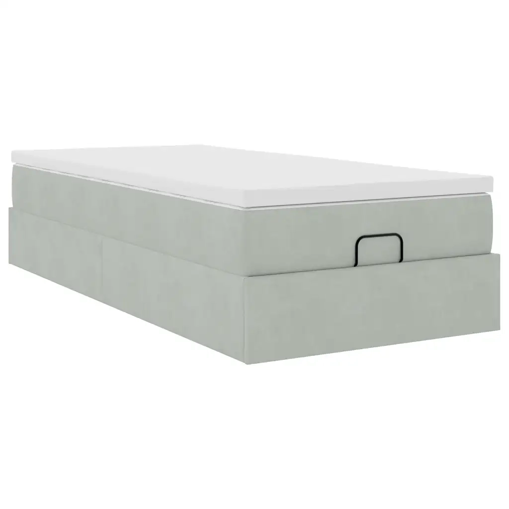 Struttura Letto Pouf con Materasso 90x200 cm in Velluto 3311159
