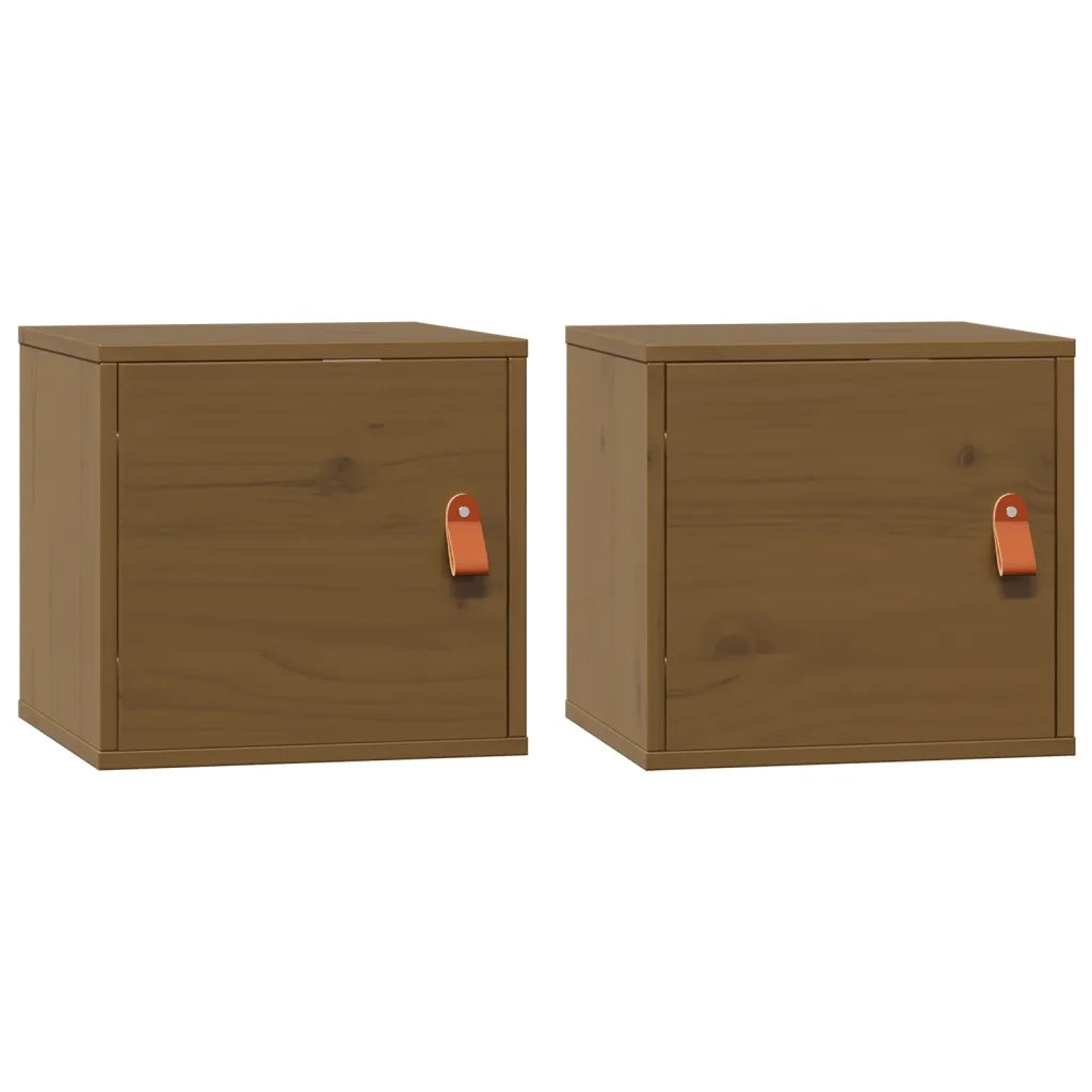 Pensili 2pz Marrone Miele31,5x30x30cm in Legno Massello di Pino cod mxl 32745
