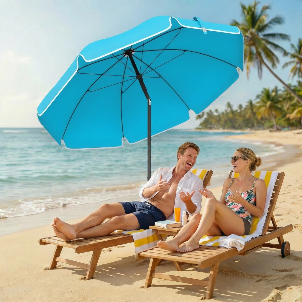 Ombrellone da spiaggia ?150 cm impermeabile pieghevole con sacchetto ¨C zephmum ¨C blu