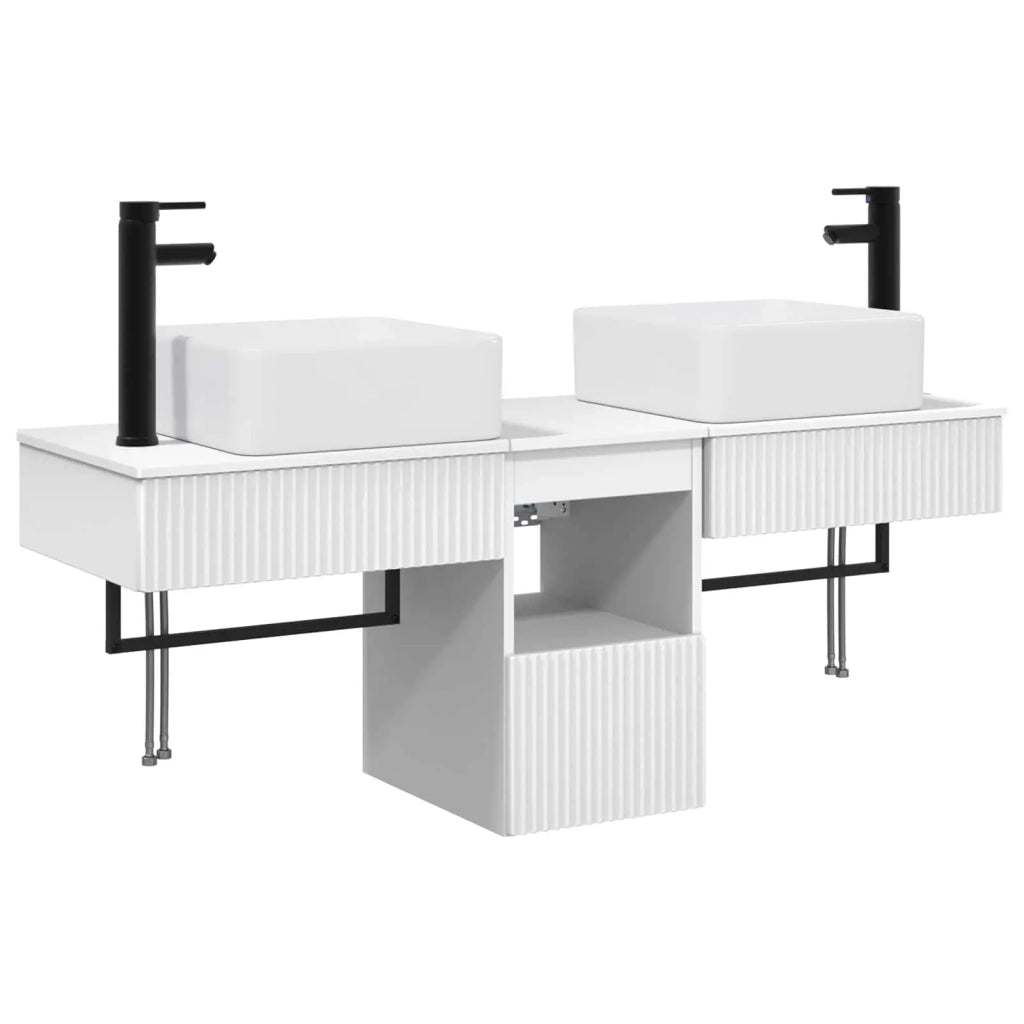 Set di mobili per il bagno 3 pz Bianco Legno ingegnerizzato 3405597