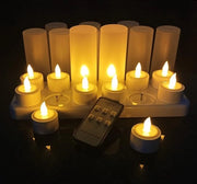 Luminarie a LED - Candelabri a batterie - 12 pezzi - Con telecomando - Inclusi supporti - Fiammelle - Candelabri ricaricabili - Candelabri a batterie