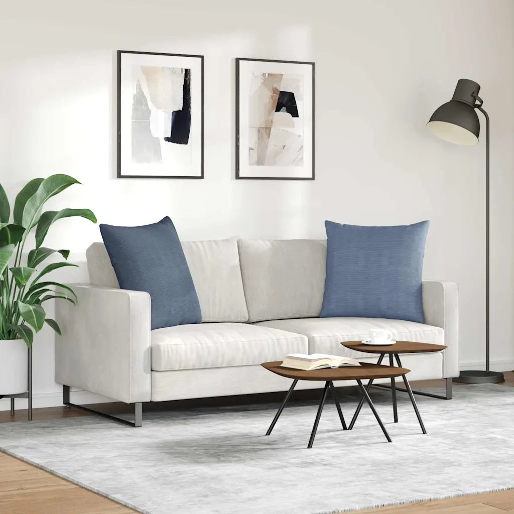Cuscini da Divano 2 pcs Blu 80 x 80 cm Tessuto in Cords