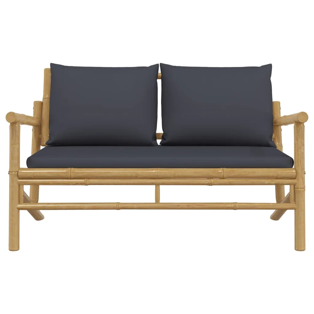 Panca da Giardino con Cuscini Grigio Scuro in BambÃ¹cod mxl 118660