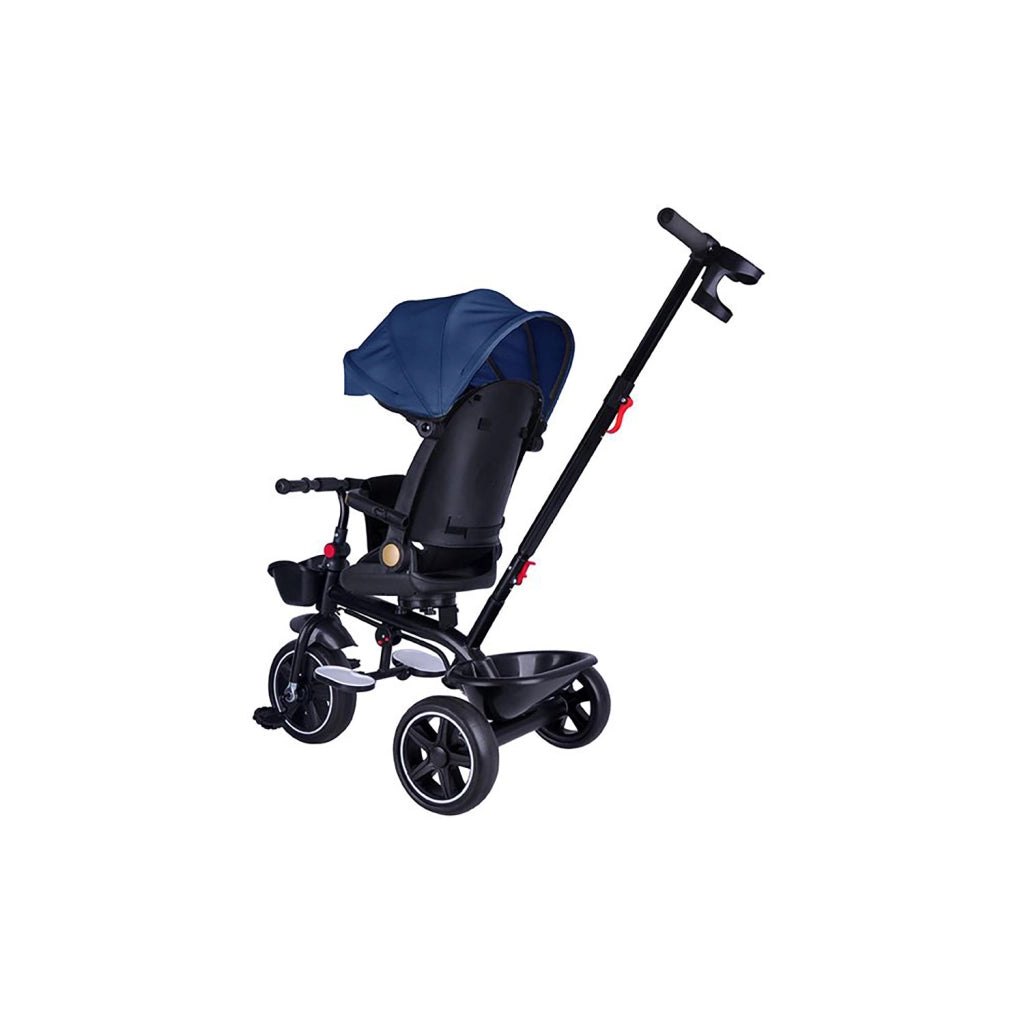 Passeggino Triciclo con Sedile Girevole 65x47x110 cm con Cappotta e Cestini Blu