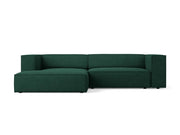 Cosmopolitan Design - Divano angolare sinistro "Arendal" 3 posti in ciniglia con effetto a coste verde bottiglia 