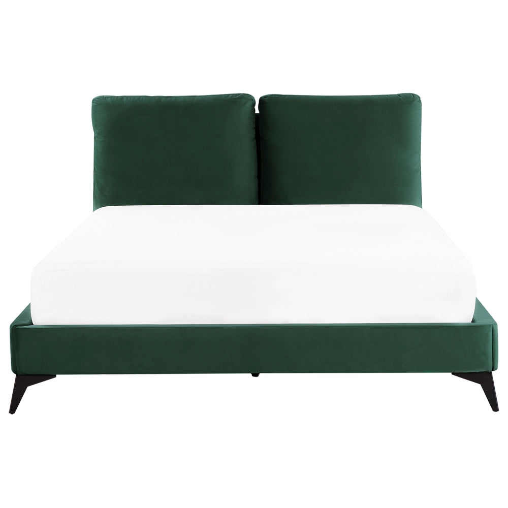 Letto imbottito moderno in velluto di colore verde 160 x 200 cm moderno elegante