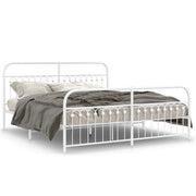 Letto matrimoniale | Letto per adulti | Giroletto con Testiera e Pediera Metallo Bianco 183x213 cm