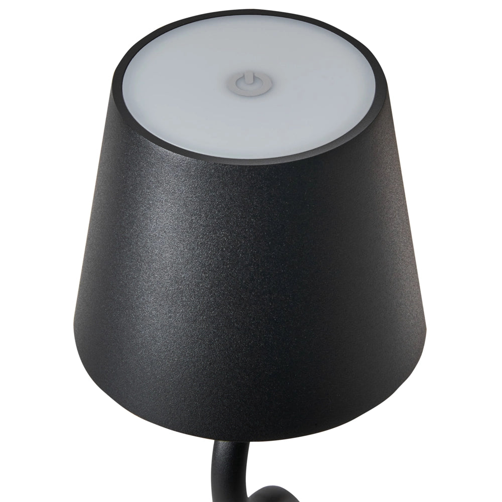 Lampada da tavolo in alluminio nero con interruttore a sfioramento e cavo di ricarica USB senza fili stile moderno