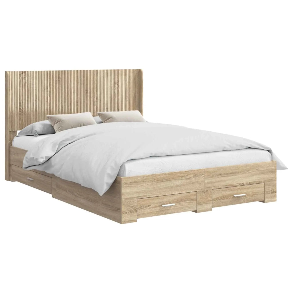 Struttura del letto con stoccaggio e testata Rovere Sonoma 3414119