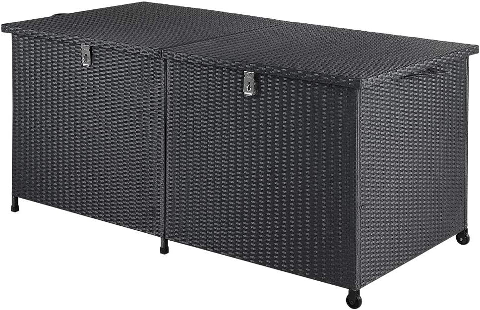 ® Baule da Giardino XXL 625L 150x77x73 cm Polyrattan con Ruote Impermeabile Fodera Interna Box Multifunzione