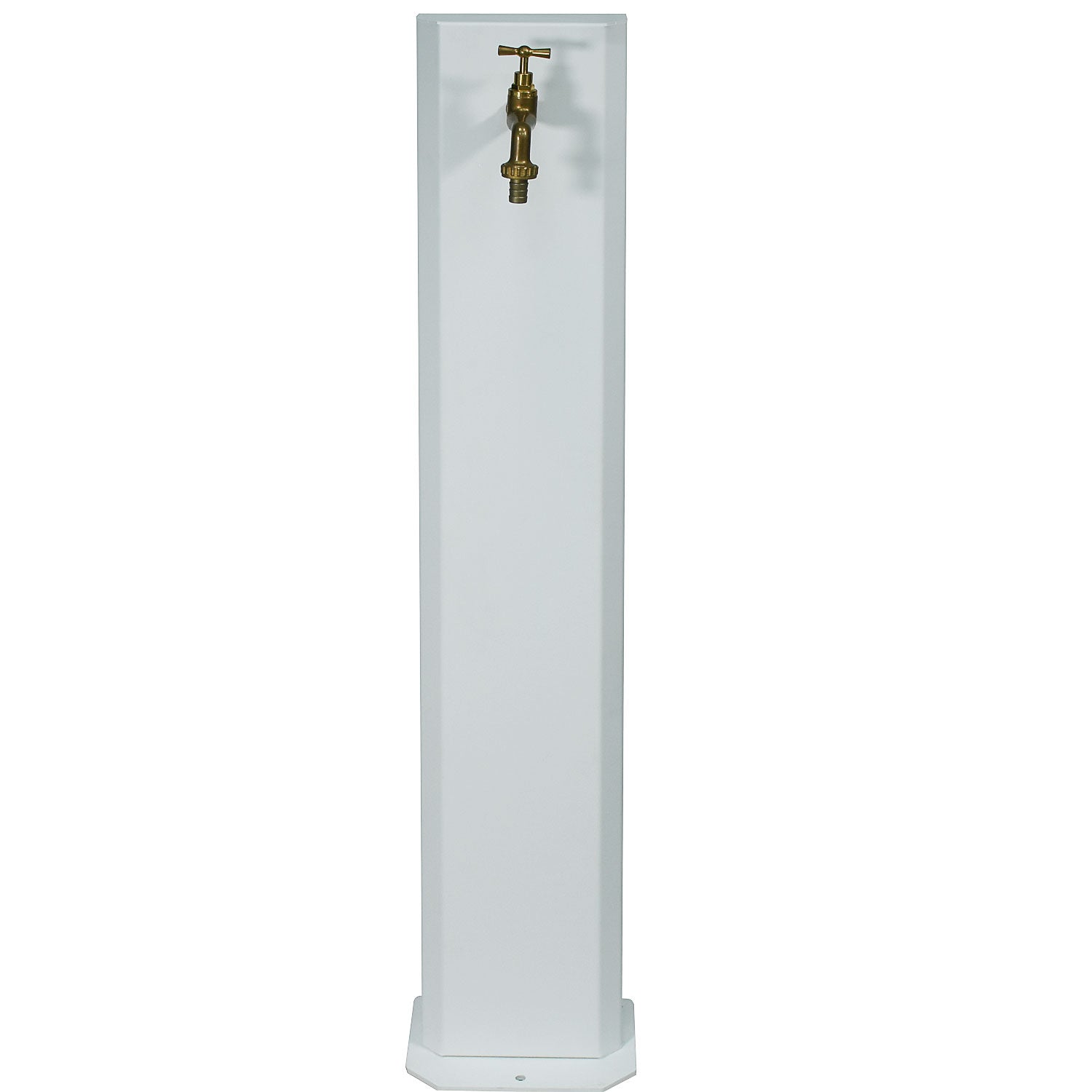 Fontanella da Giardino con Rubinetto in Ottone 20x10x100 cm in Acciaio Bianco