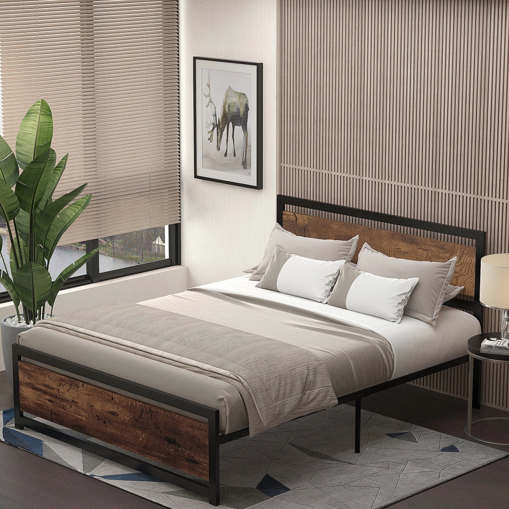 Letto Matrimoniale Struttura in Legno e Acciaio con Doghe ¨C Zephmum ¨C 160x200