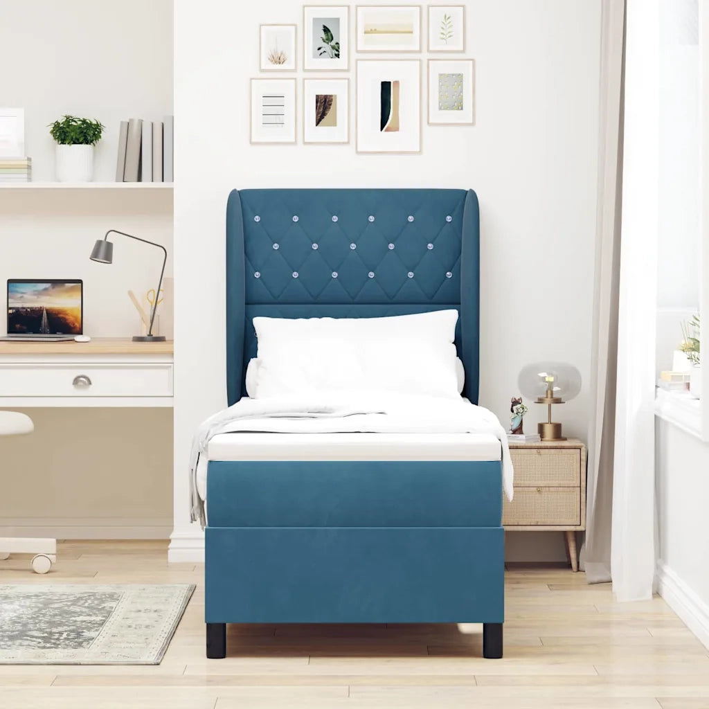 Letto a molle con materasso Blu Scuro 200 x 80 cm Velluto 3340848