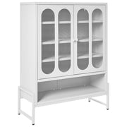 Credenza in acciaio con 2 ante ovali traforate e 5 ripiani bianco menta stile industriale moderna