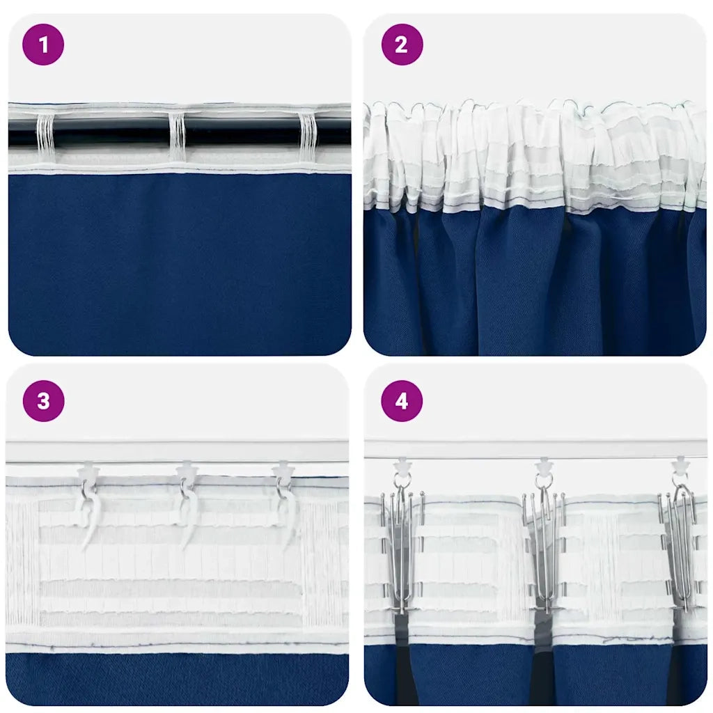 Tende Blackout con Anelli 2 pcs Blu Scuro 245 x 140 cm 4107476