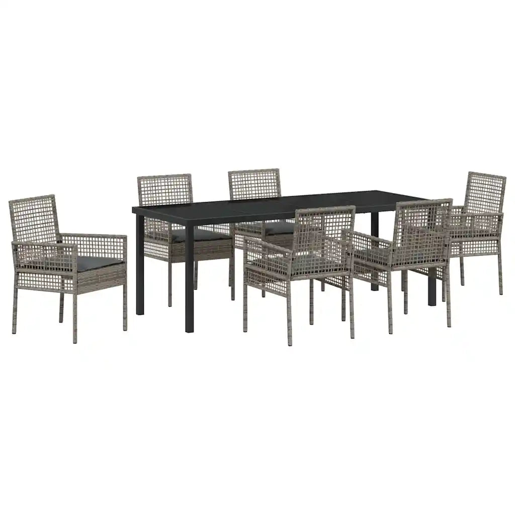 Set da Pranzo per Giardino con cuscino 7 pcs Grigio polyrattan 3379882