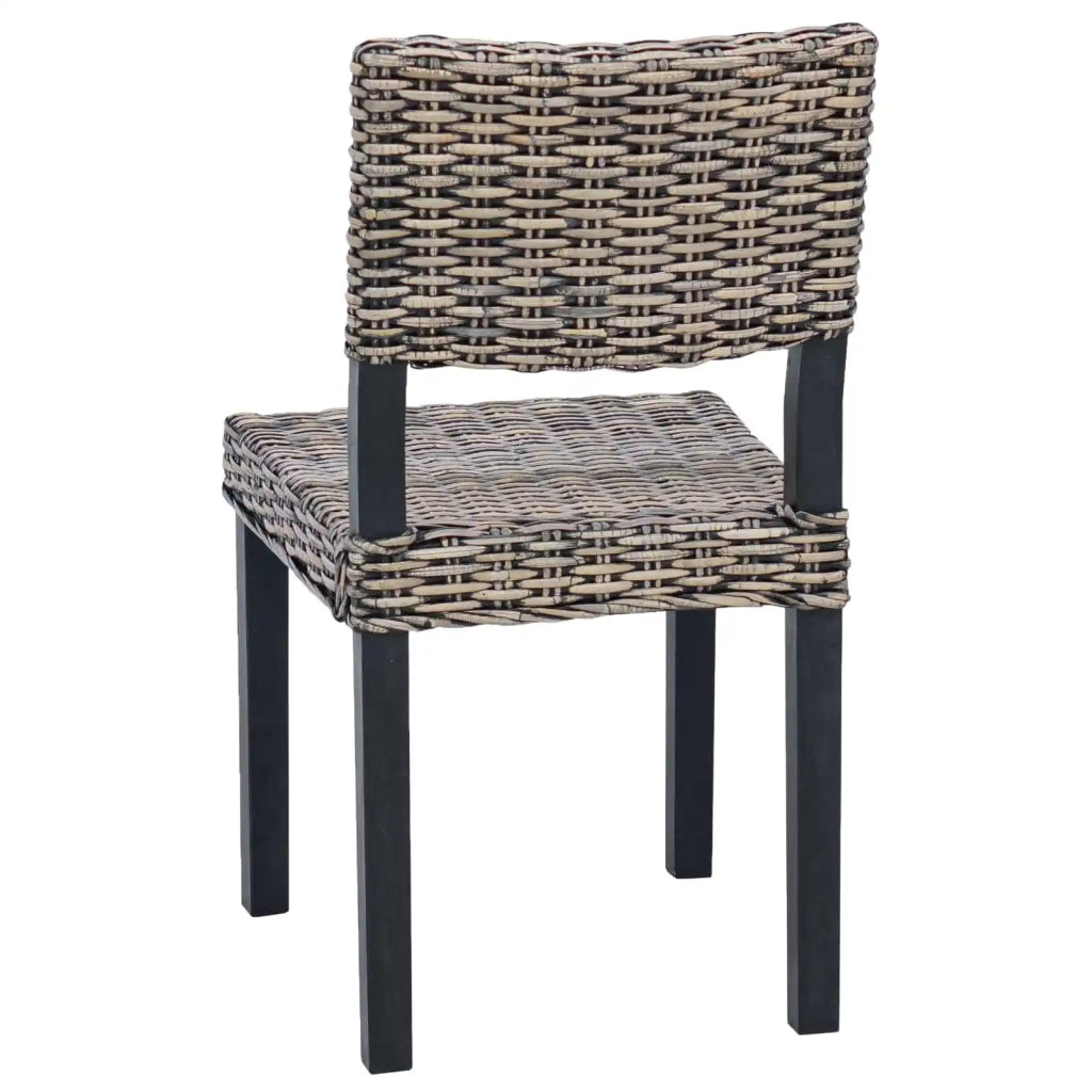 Sedia da pranzo 2 pcs Nero Lavato 46 x 55 x 84 cm Rattan Kubu