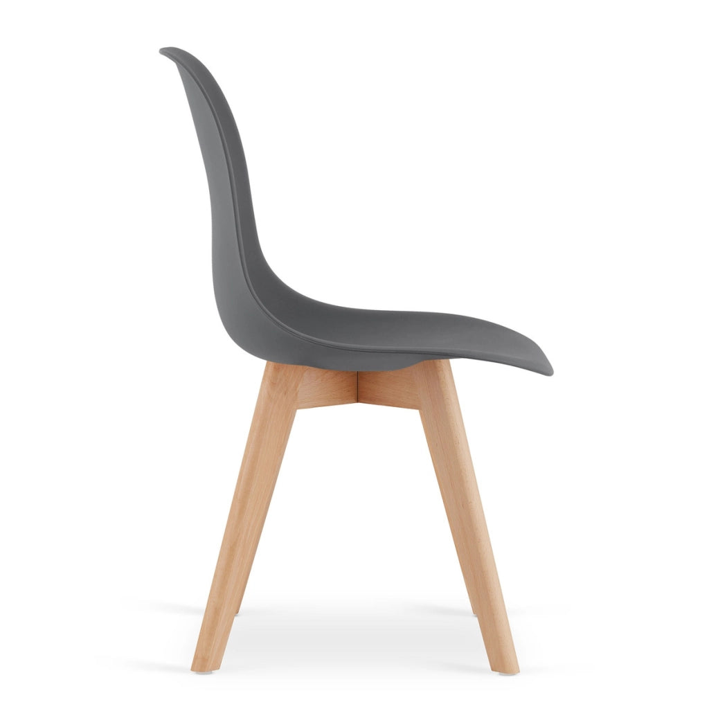 Sedia di design Kito grigio scuro con gambe in faggio