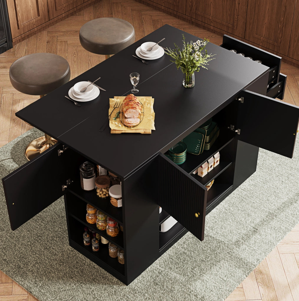 Isola da cucina 40x140 cm; piano ribaltabile; MDF; nero