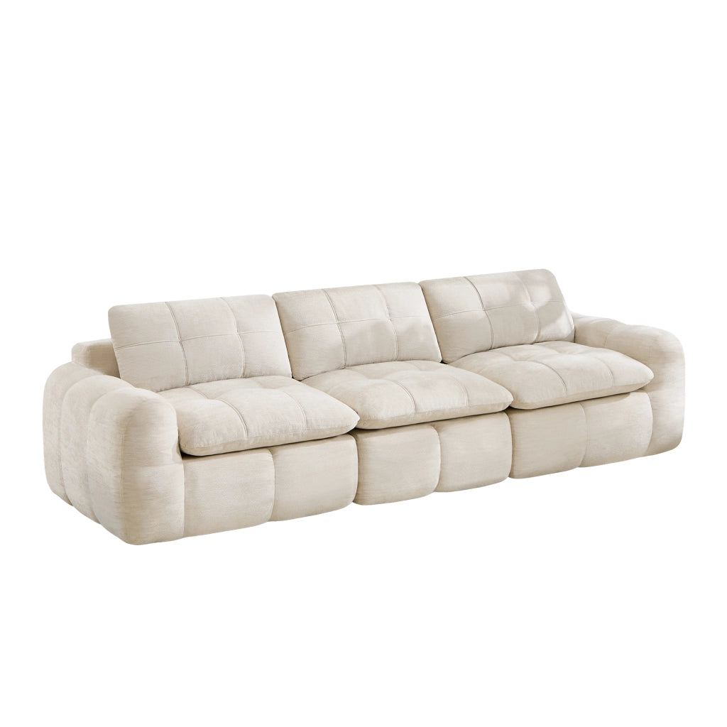 Divano modulare 3 posti - con seduta ergonomica e schienale morbido - in chenille beige