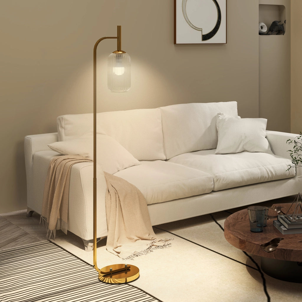 Lampada da terra ¨C zephmum ¨C vetro testurato oro 29x25x152 cm