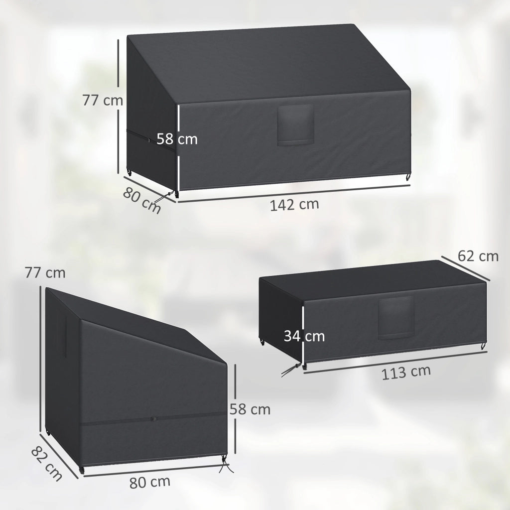 Coperture per Mobili da Giardino 4 Pezzi ¨C Zephmum ¨C Nero