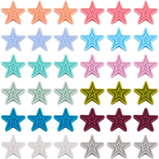 Kralen 48 Stuks Stervormige Siliconen per Armband per Sieraden Fai da Te per DIY Artigianato con 12 Colori di Alta Qualità
