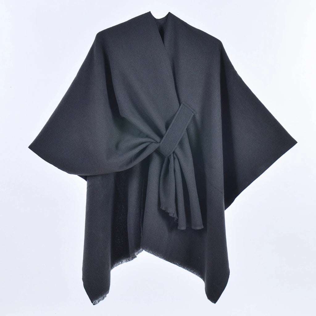 Sciarpa da donna, elegante mantello con cintura diagonale monocromatica