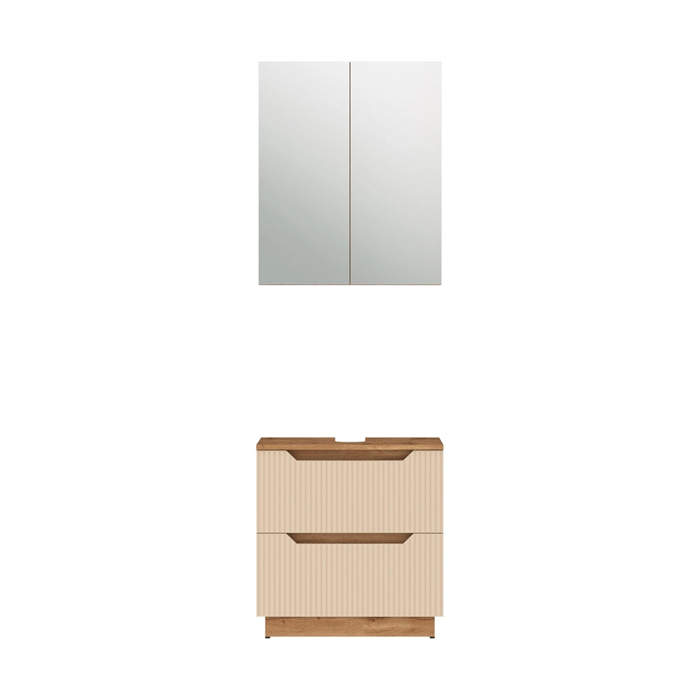 Vicco Set di mobili da bagno Rovere/cashmere a righe 2 parti