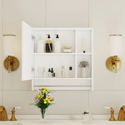Mobile con specchio da bagno a parete con ripiani e specchio per bagno; in MDF; bianco; 69×63×12.5 cm