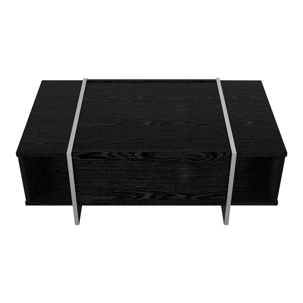 Tavolino da caffè consolle laterale nero argento 104 x 60 x 38 cm 03_0010864