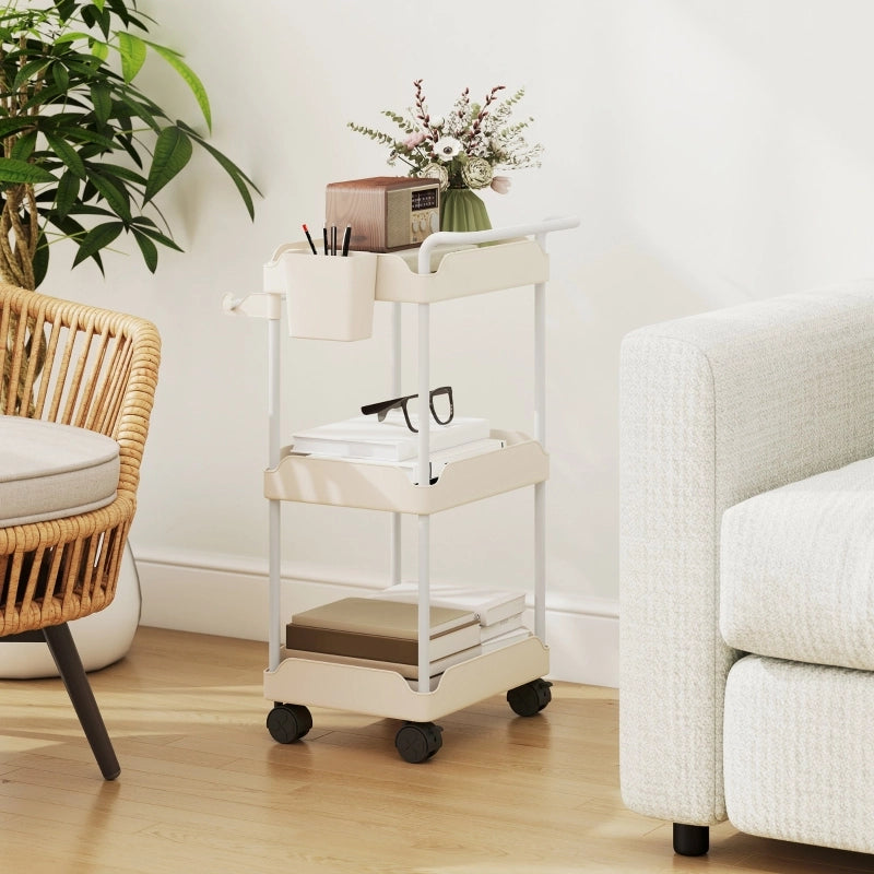 CARRELLO PORTAOGGETTI con 3 cesti 42 x 42,5 x 76 cm metallo bianco