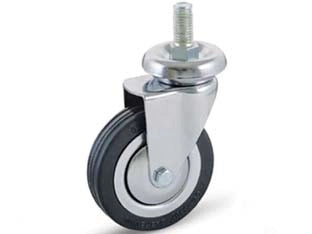 RUOTE A FORCELLA IN GOMMA CON PERNO 155B- - ø mm.80x20 perno ø mm.10x30 mm.115h. p. Kg.70 - 4 pezzi AVO