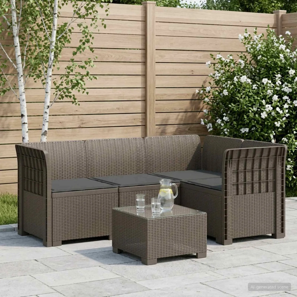 Divano da Giardino 4 Posti con Cuscini Aspetto Rattan PP 3443975