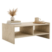Oria, Tavolino da Salotto 2 Vani, 90x50x35h cm Beige Marmo