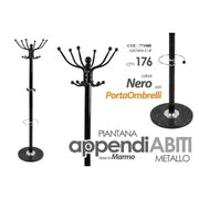 Piantana appendiabiti con portaombrelli metallo nero cm 176